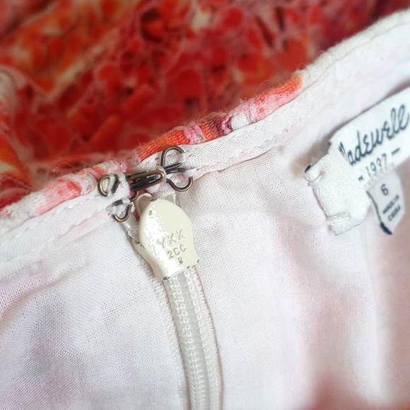 *Relisted* Madewell Women's Orange Floral Watercolor Painted Lacebloom Dress 6 - Picture 8 of 14